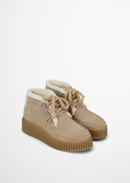 Ankle-High Lace-Up Shoes, Bianca Model — Earthy Taupe