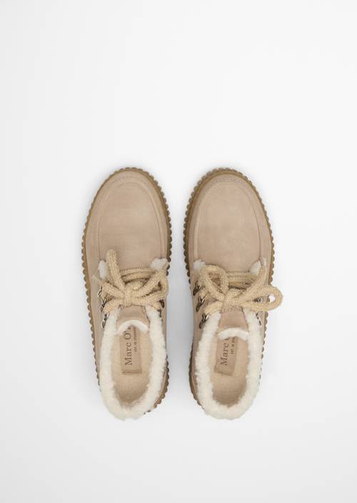 Ankle-High Lace-Up Shoes, Bianca Model Earthy Taupe in top view