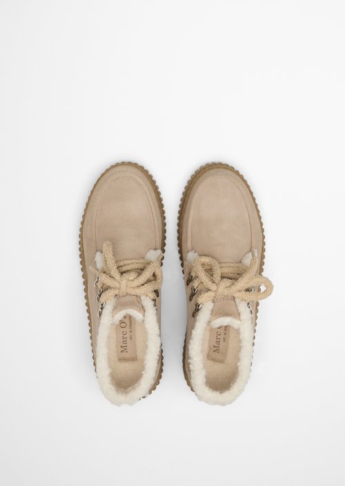 Ankle-High Lace-Up Shoes, Bianca Model — Earthy Taupe