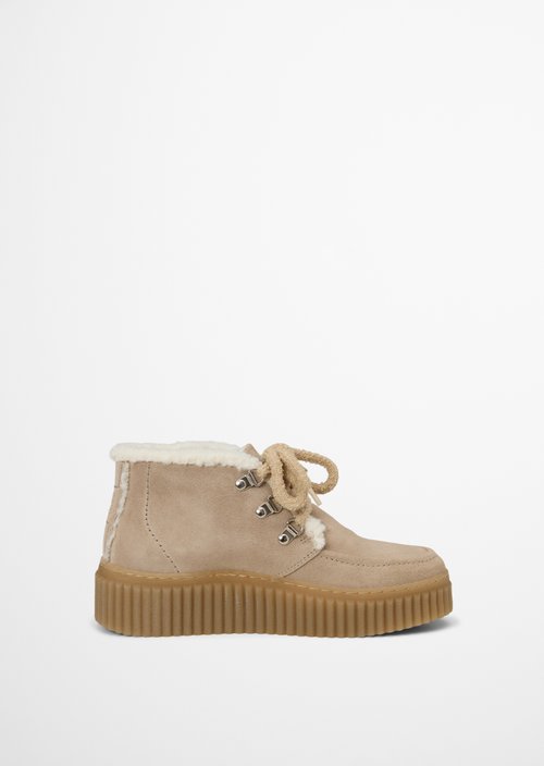 Ankle-High Lace-Up Shoes, Bianca Model — Earthy Taupe