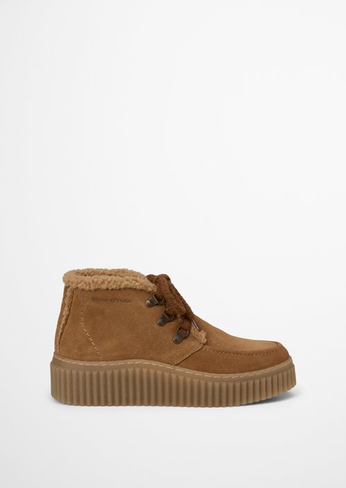 Ankle-High Lace-Up Shoes, Bianca Model — Pure Camel
