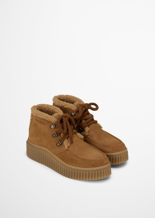 Ankle-High Lace-Up Shoes, Bianca Model — Pure Camel