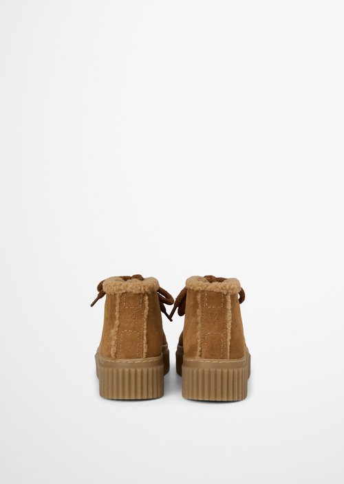 Ankle-High Lace-Up Shoes, Bianca Model — Pure Camel