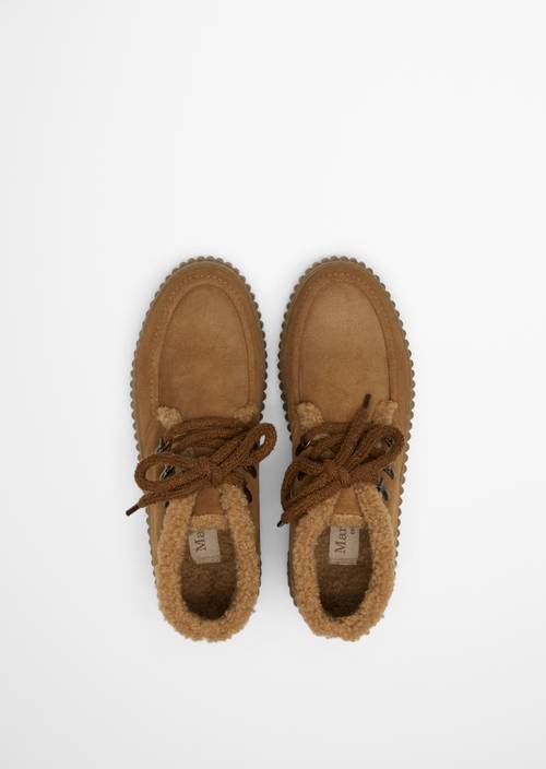 Ankle-High Lace-Up Shoes, Bianca Model Pure Camel in top view