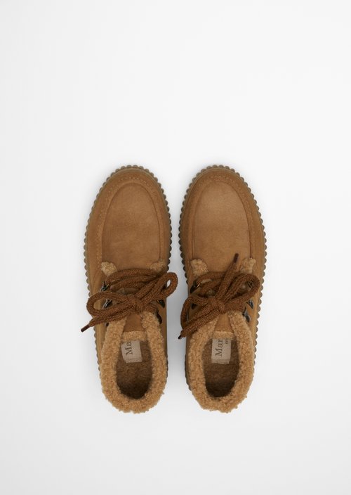 Ankle-High Lace-Up Shoes, Bianca Model — Pure Camel
