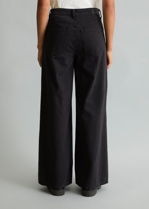 Pinstripe Jeans, Anjo Wide Style — Dark Grey