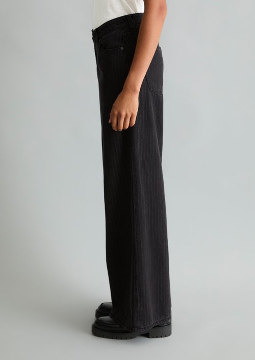 Pinstripe Jeans, Anjo Wide Style — Dark Grey