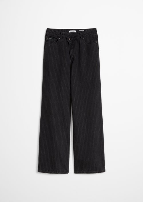 Pinstripe Jeans, Anjo Wide Style — Dark Grey