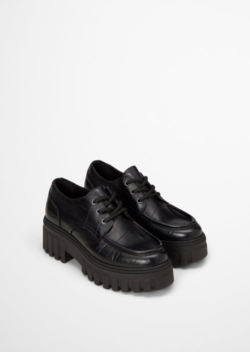 Vala Platform Lace-Up Shoes — Black
