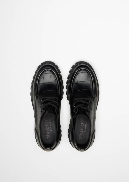 Chaussures à lacets à plateforme, modèle Vala Black en vue de dessus