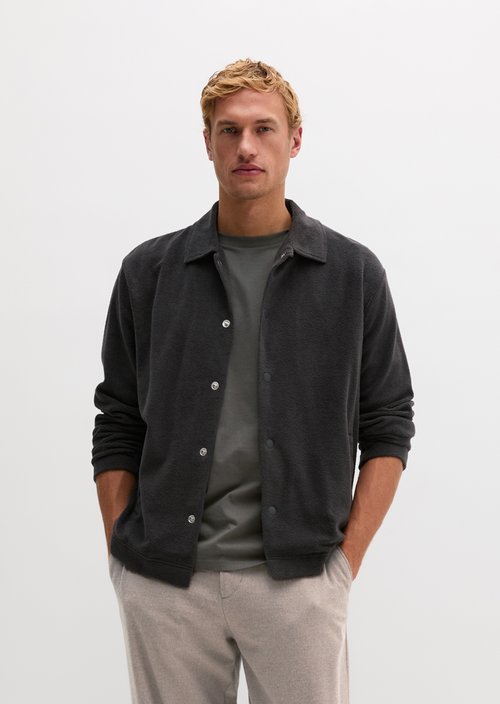 Regular-Fit Terry Cloth Overshirt — Broken Graphite