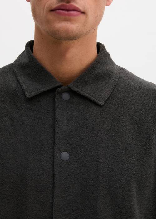Frottier-Overshirt regular Broken Graphite in Detailansicht