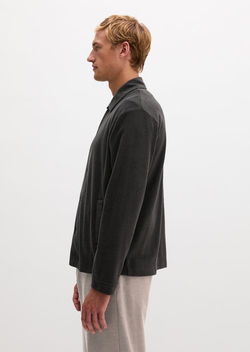 Regular-Fit Terry Cloth Overshirt — Broken Graphite