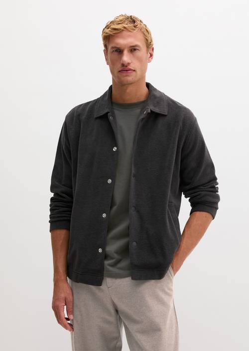 Frottier-Overshirt regular Broken Graphite in Frontalansicht