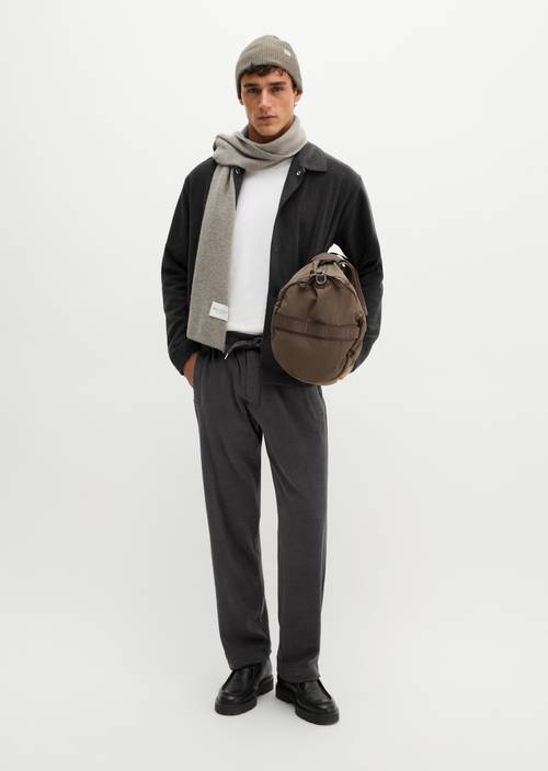 Regular-Fit Terry Jersey Pants Broken Graphite in front view