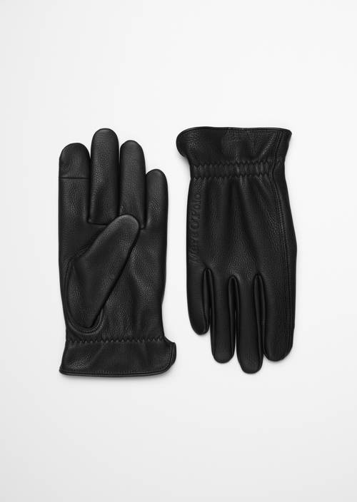 Leather gloves Black in front view