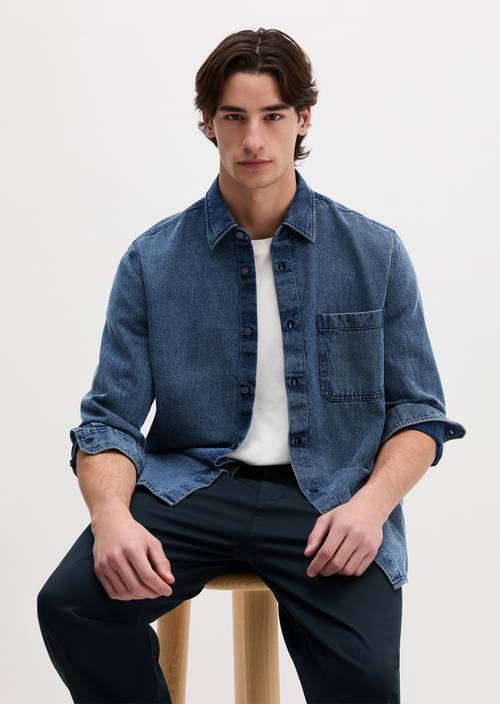 Jeanshemd regular Dark Blue in Frontalansicht