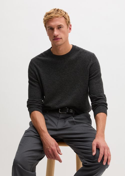 Regular-fit sweater — Dark Grey Melange