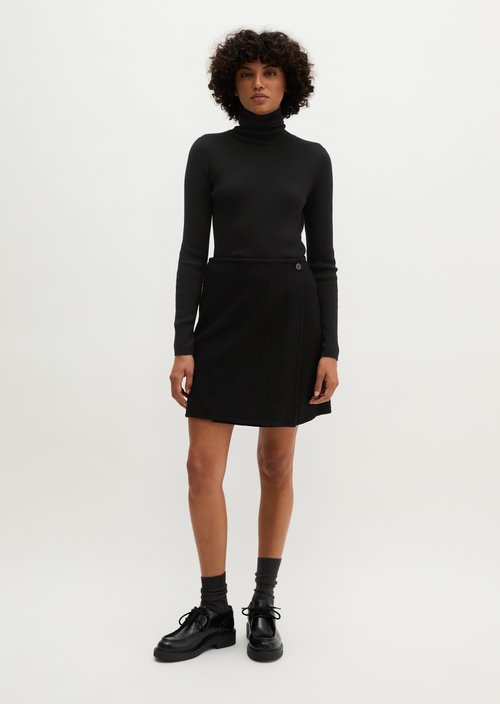 Regular-Fit Mini Wrap Skirt — Black