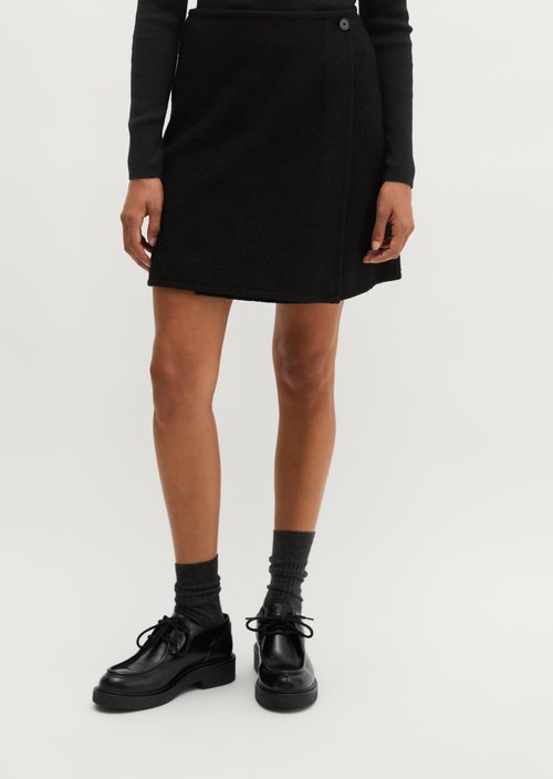 Regular-Fit Mini Wrap Skirt — Black