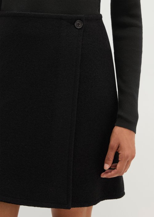 Regular-Fit Mini Wrap Skirt — Black