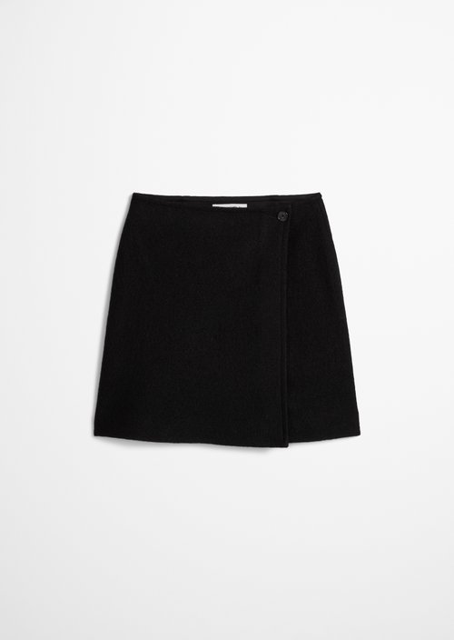 Regular-Fit Mini Wrap Skirt — Black