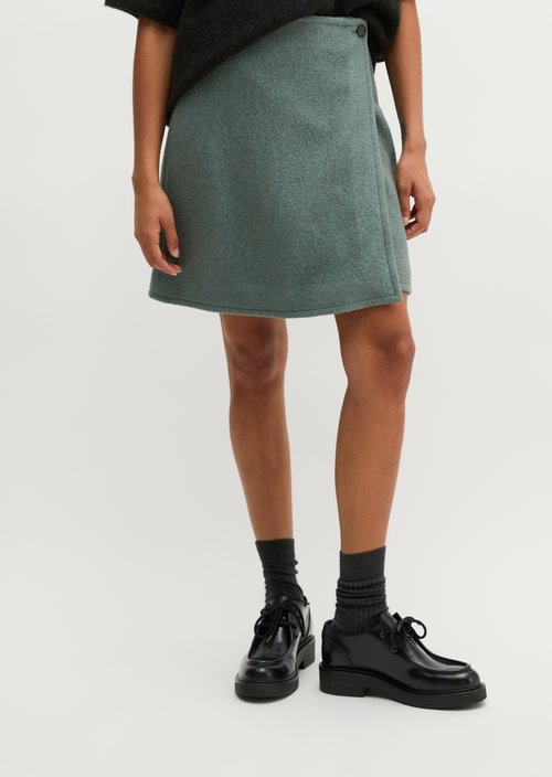Regular-Fit Mini Wrap Skirt — Foggy Blue