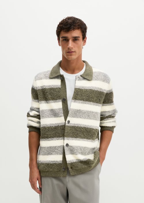 Relaxed Terry Cardigan — Medium Grey