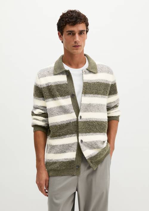 Relaxed Terry Cardigan Medium Grey in front view