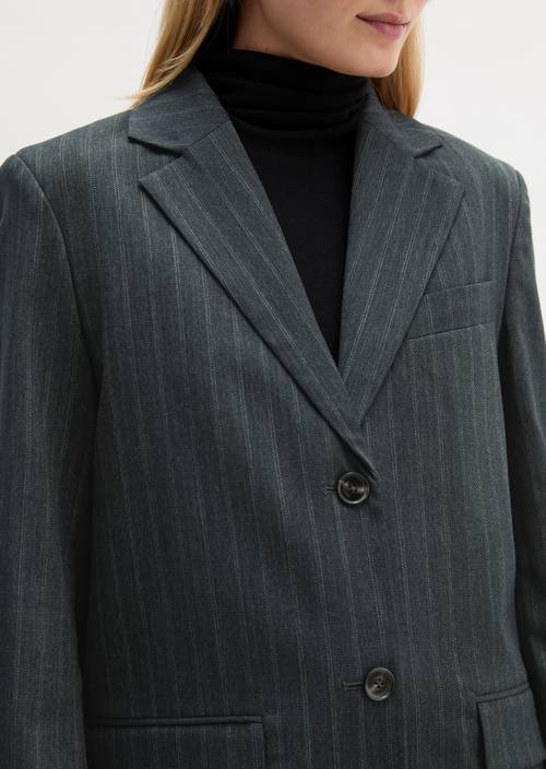 Nadelstreifen-Blazer regular Dark Grey in Detailansicht