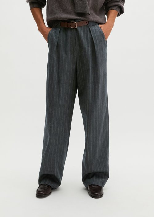 Pinstriped pants, barrel fit — Dark Grey