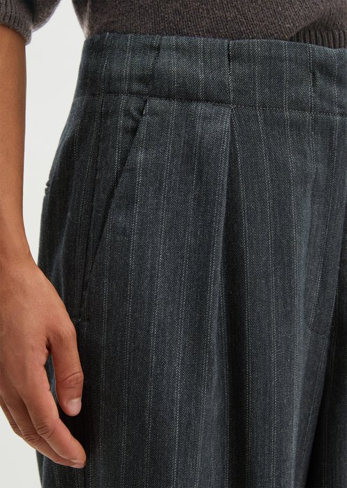 Pinstriped pants, barrel fit — Dark Grey