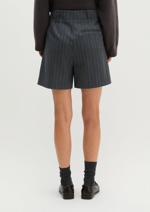 Pinstripe Shorts, Regular Fit — Dark Grey