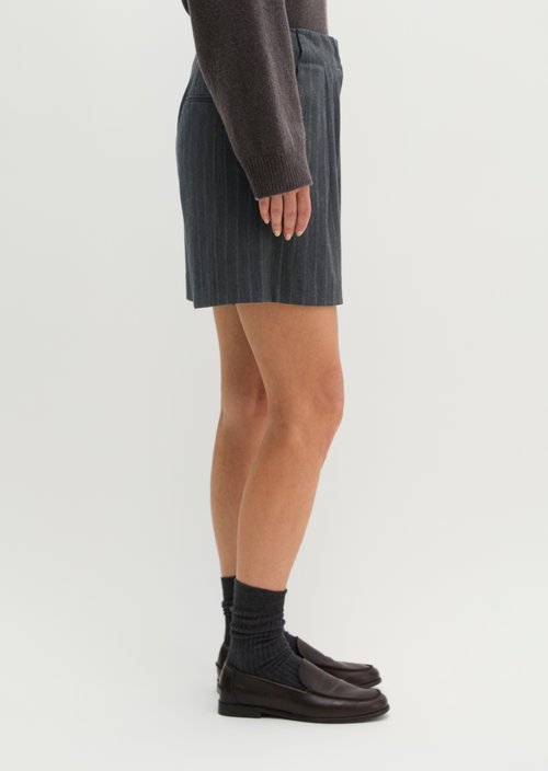Pinstripe Shorts, Regular Fit — Dark Grey