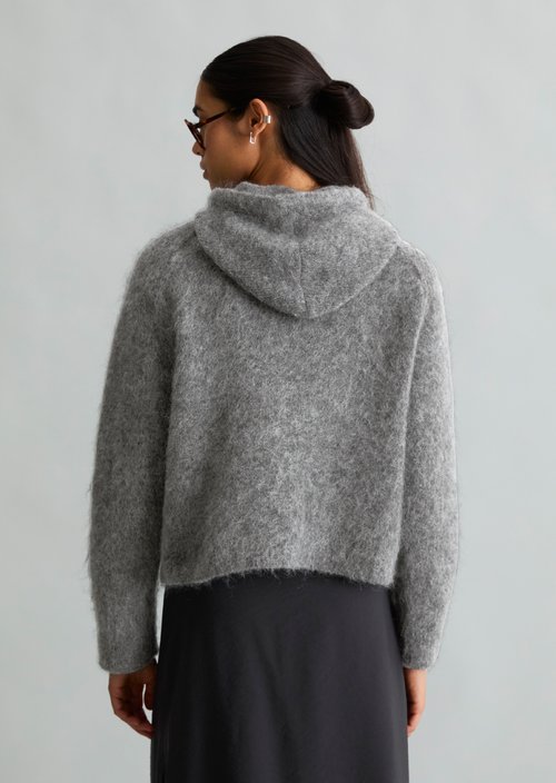 Oversized Knit Hoodie — Dark Shadow Melange