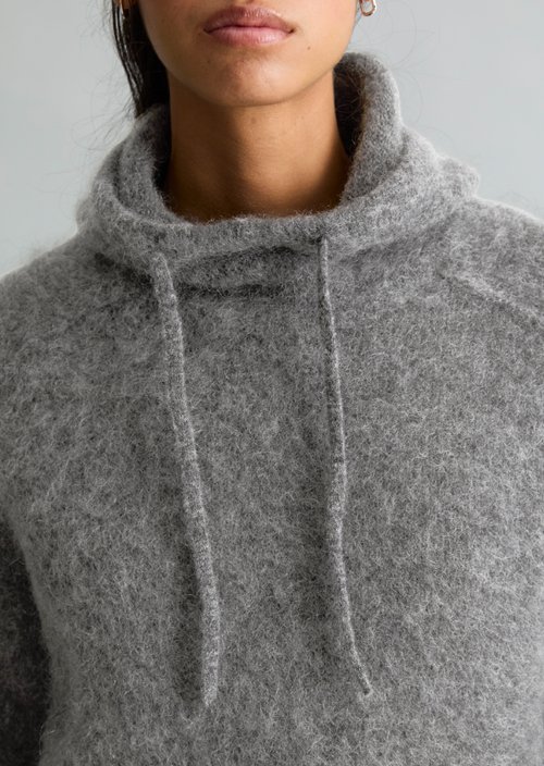 Oversized Knit Hoodie — Dark Shadow Melange
