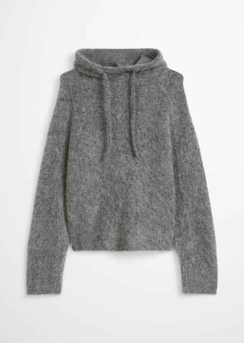 Oversized Knit Hoodie — Dark Shadow Melange