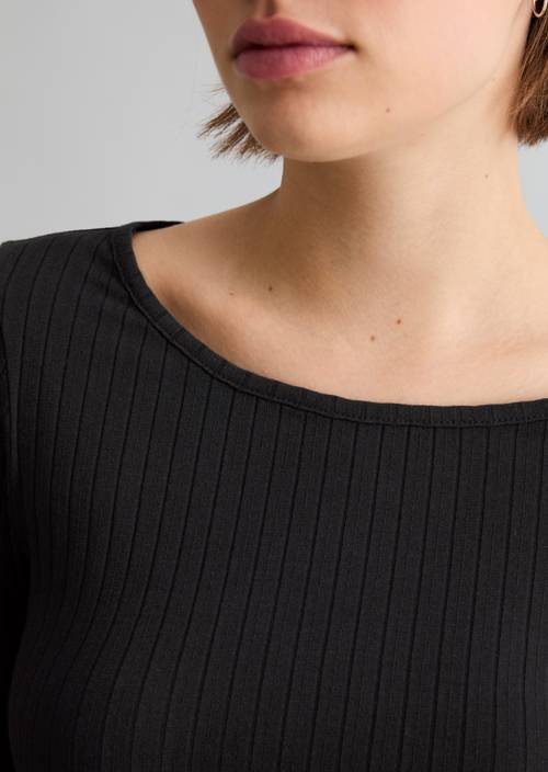 Longsleeve slim Black in Detailansicht