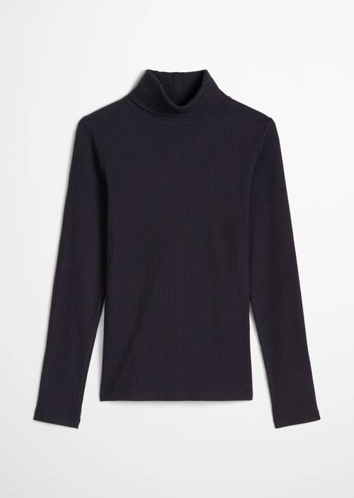 Rollkragen-Longsleeve slim Blue Depths in freigestellter Ansicht ohne Model