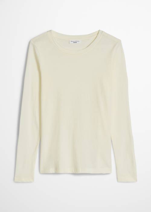 Slim-fit long-sleeve shirt Creamy White in isolated view without model