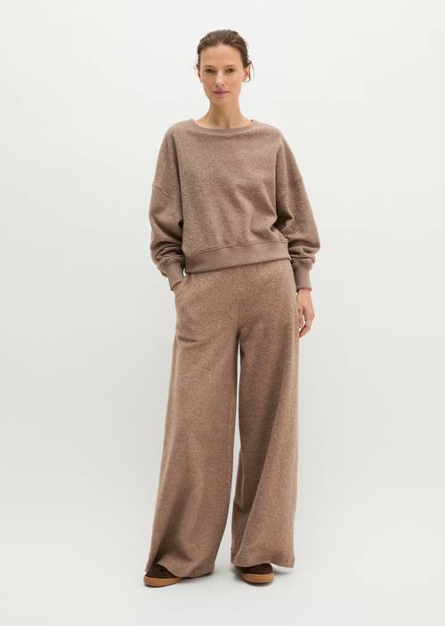 Oversize-Sweatshirt Stone Taupe Melange in Frontalansicht