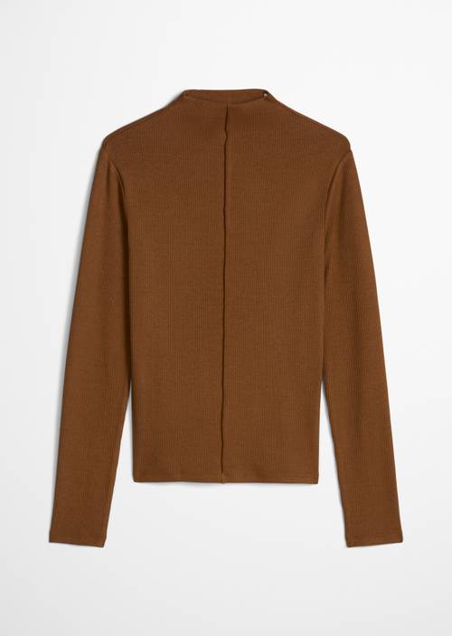 Ripp-Longsleeve slim Old Copper in freigestellter Ansicht ohne Model