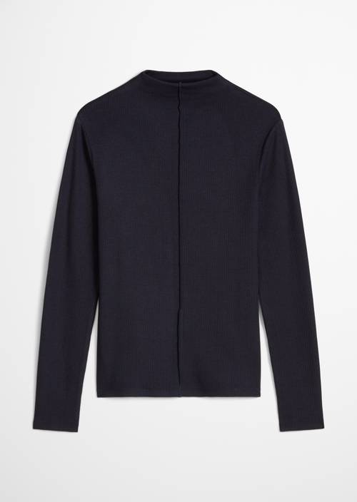 Ripp-Longsleeve slim Blue Depths in freigestellter Ansicht ohne Model