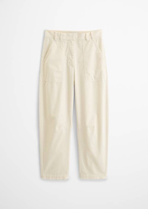 Cropped Barrel-Cut Cord Pants Chalky Sand in isolated view without model