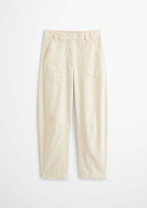Cropped Barrel-Cut Cord Pants — Chalky Sand