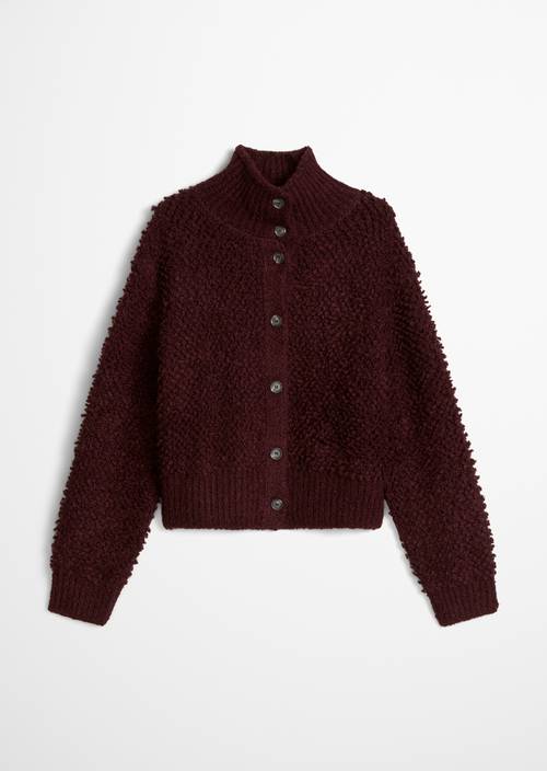 Oversize svetr z bublinkového bouclé Rhubarb Jam v izolovaném pohledu bez modelu