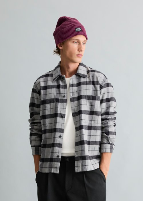 Regular-Fit Flannel Shirt — Medium Grey
