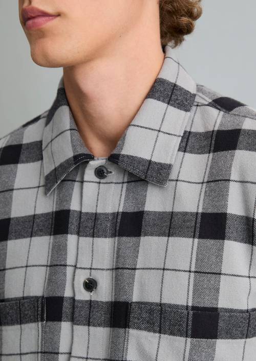 Flanell-Hemd regular Medium Grey in Detailansicht