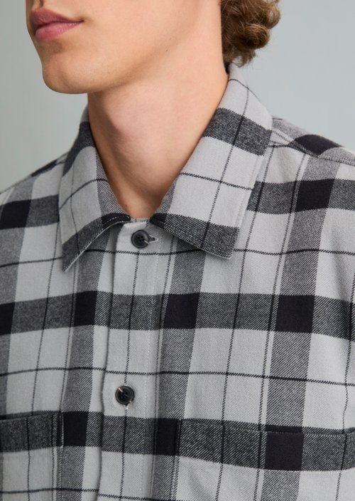 Regular-Fit Flannel Shirt — Medium Grey