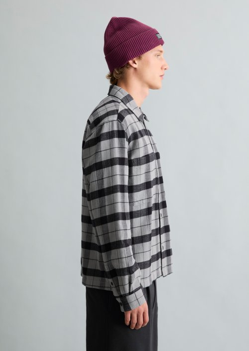 Regular-Fit Flannel Shirt — Medium Grey